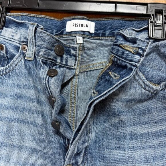 Pistola Womens Cassie Super High Rise Straight Jeans Distressed Size 31 Button - Picture 7 of 13